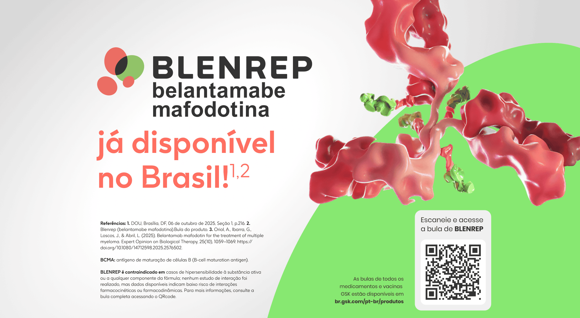 BLENREP é o primeiro e único anticorpo droga-conjugado anti-BCMAM<sup>3</sup>