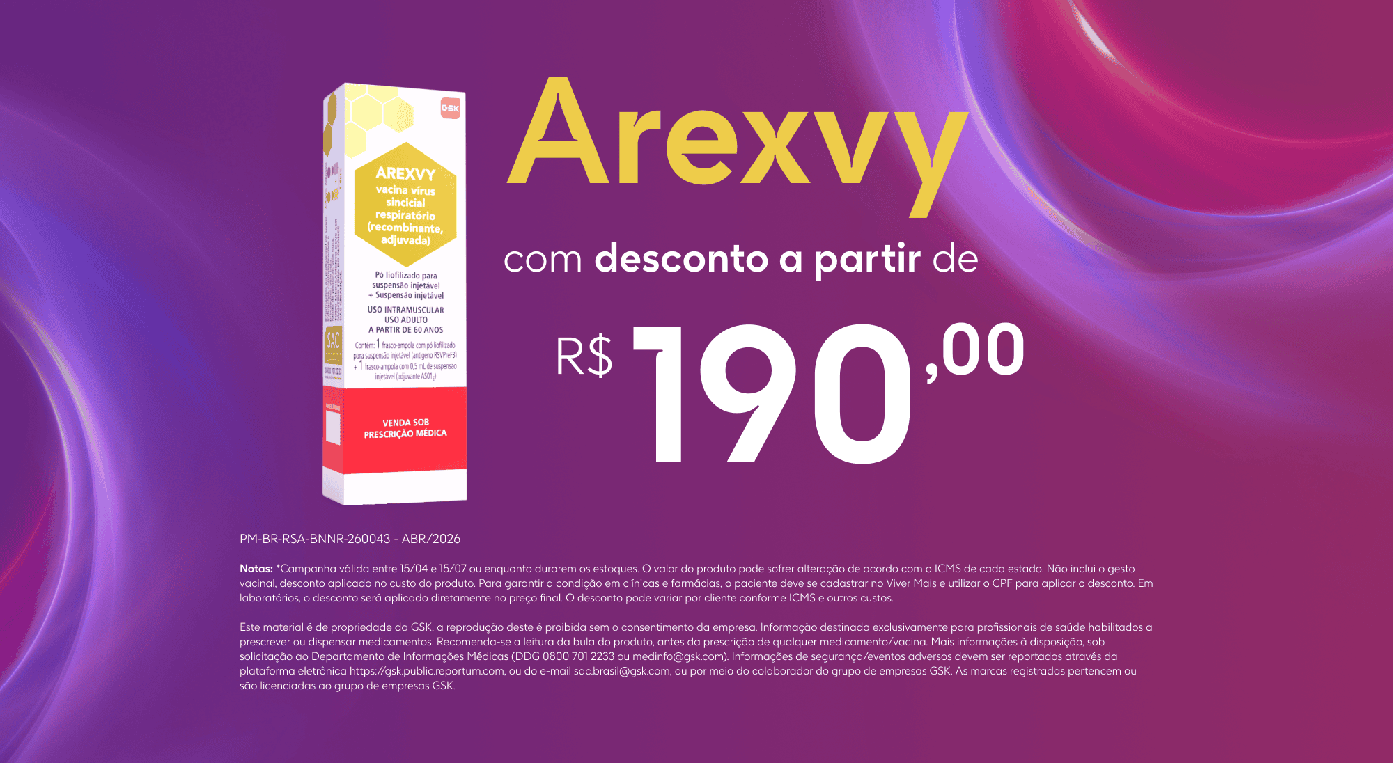 Começou a campanha de desconto da Arexvy