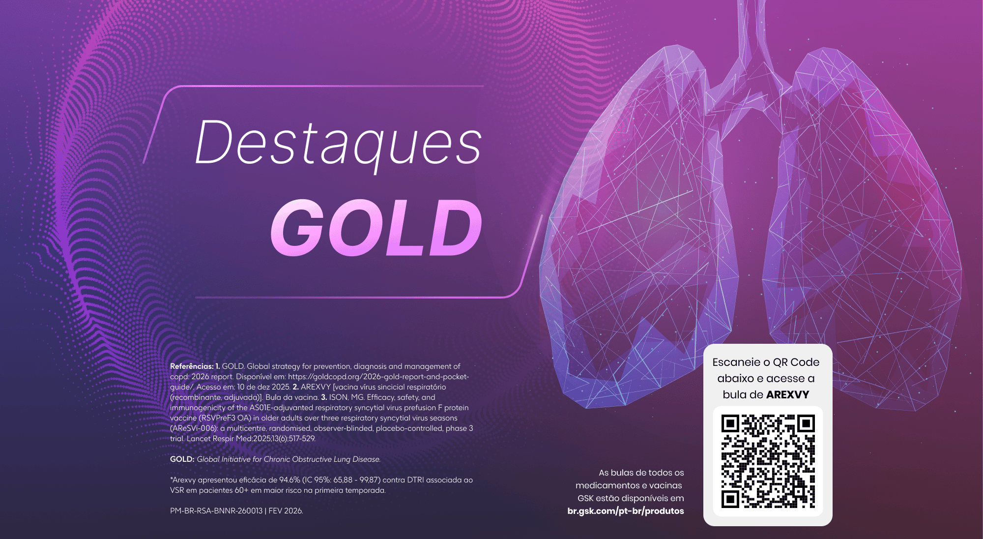 GOLD destaca que Arexvy apresenta eficácia por 3 temporadas completas de VSR<sup>1-3*</sup>